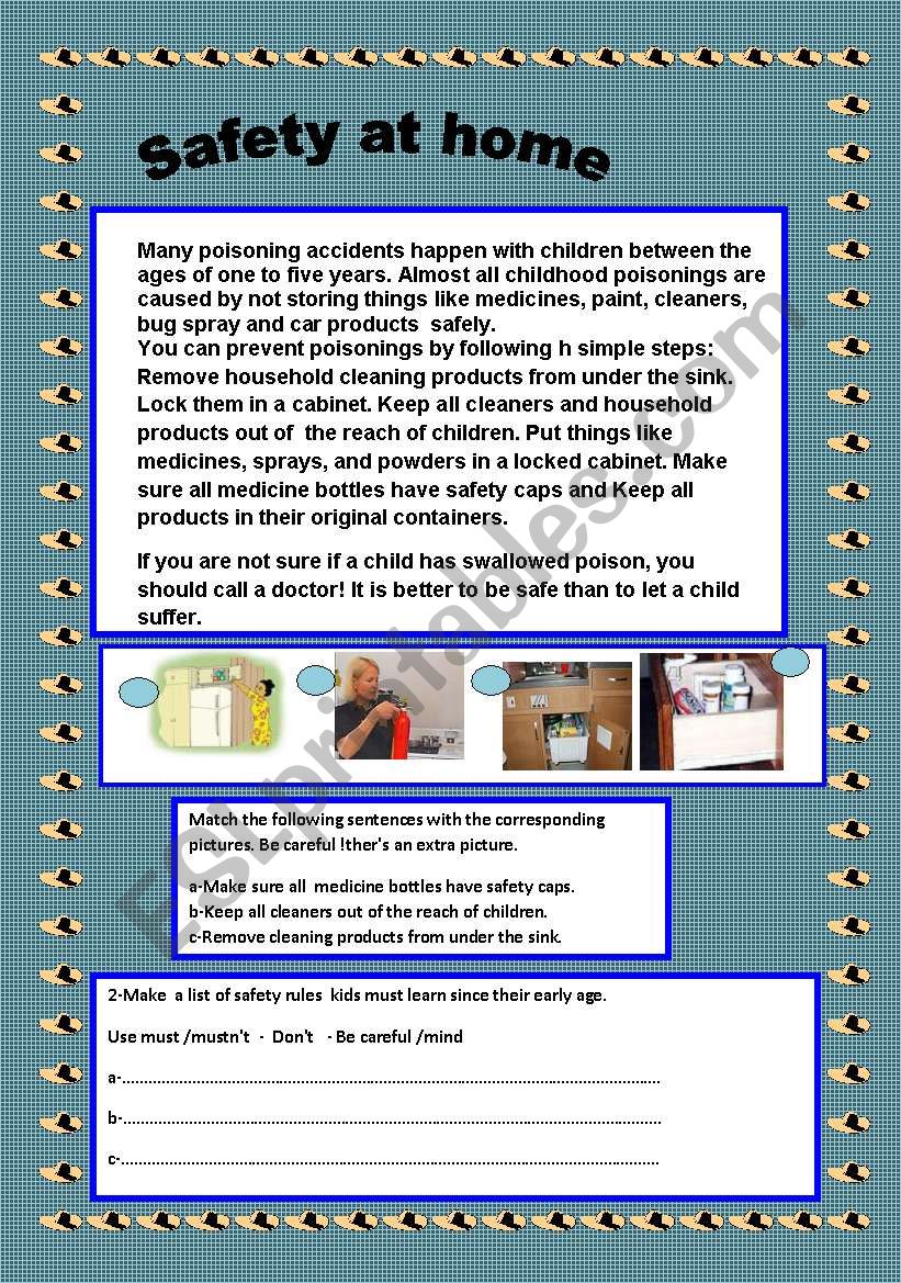 Safety at home worksheet