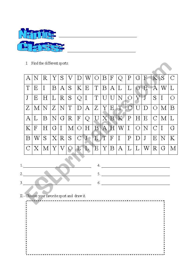 Sports worksheet