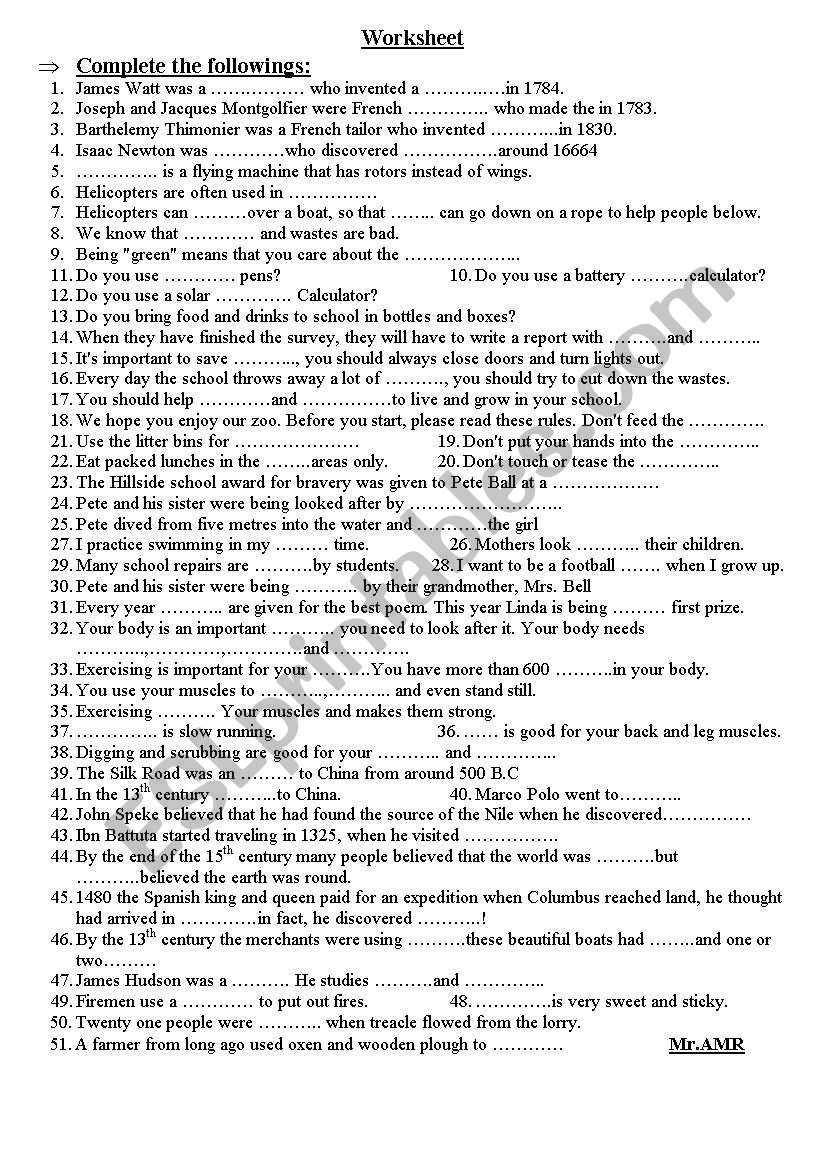 Use your mind worksheet