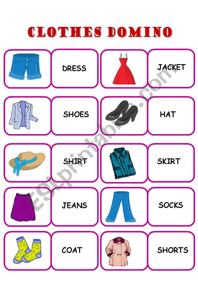 CLOTHES DOMINO - ELEMENTARY worksheet