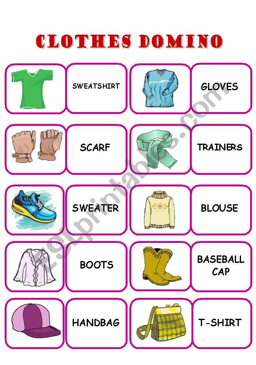 CLOTHES DOMINO - ELEMENTARY, SET 2