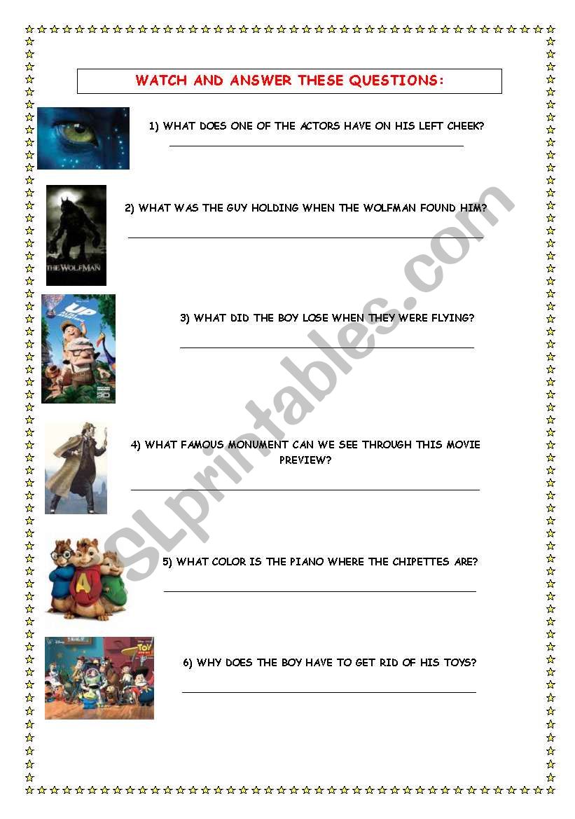 MOVIE ACTIVITY worksheet