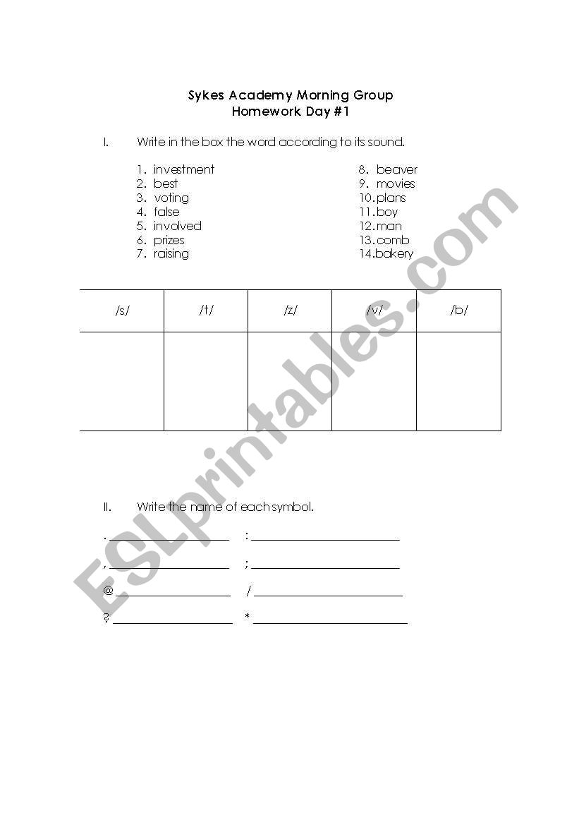 Grammar and pronunciation worksheet