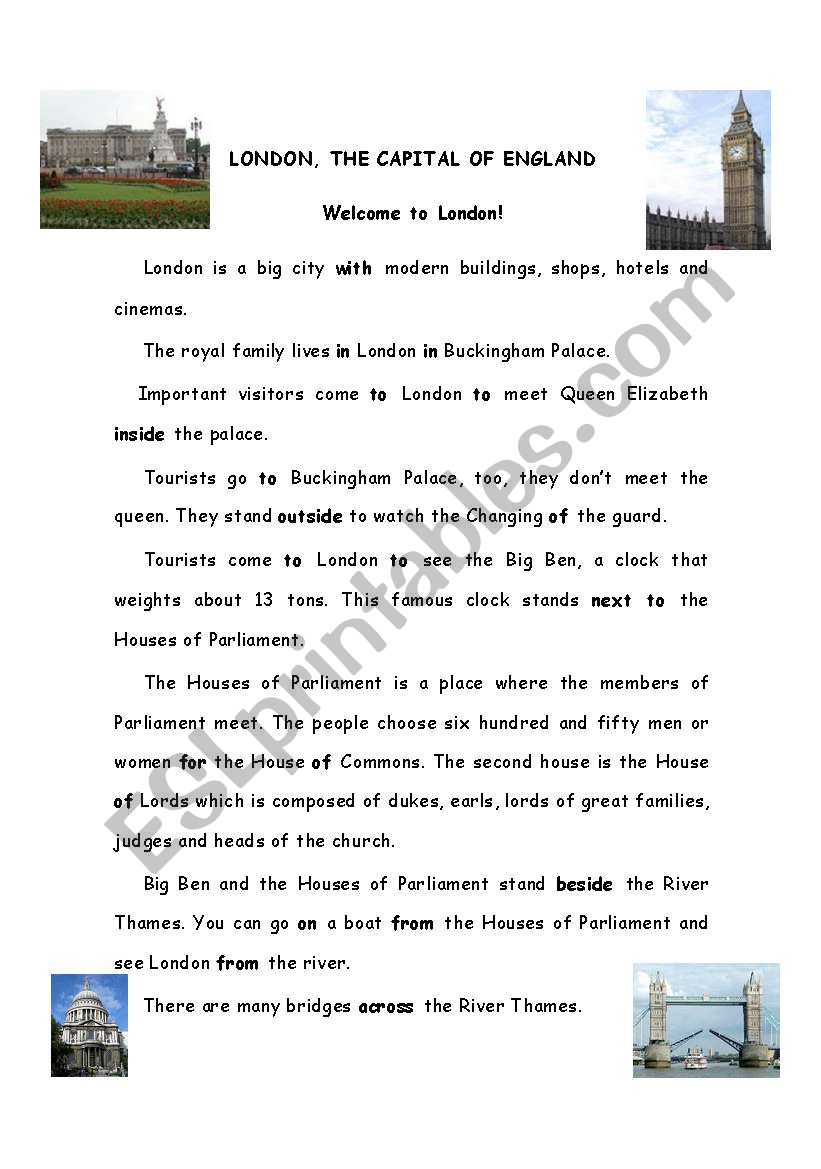 Learn about London and the prepositions