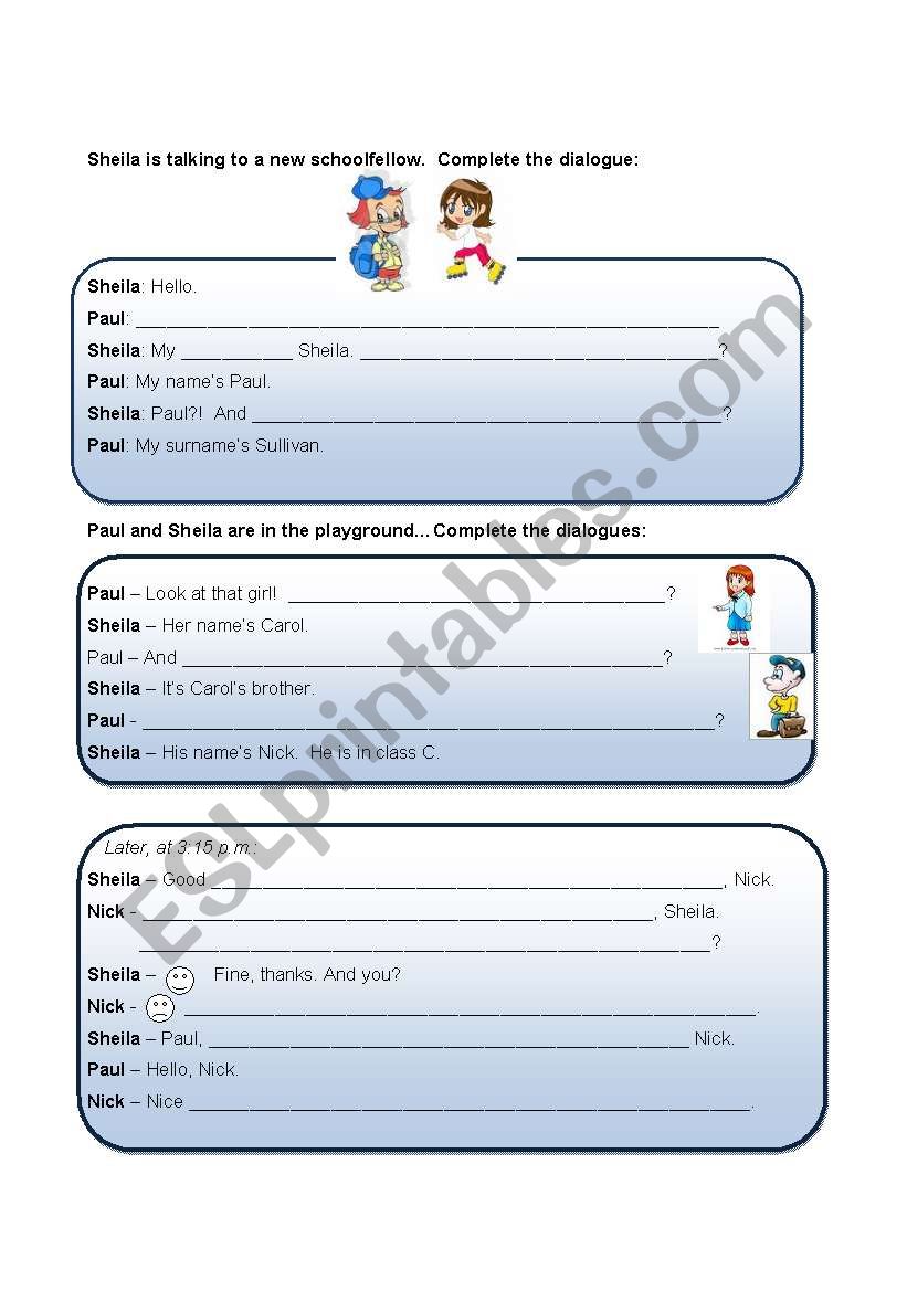 Mini Dialogues worksheet