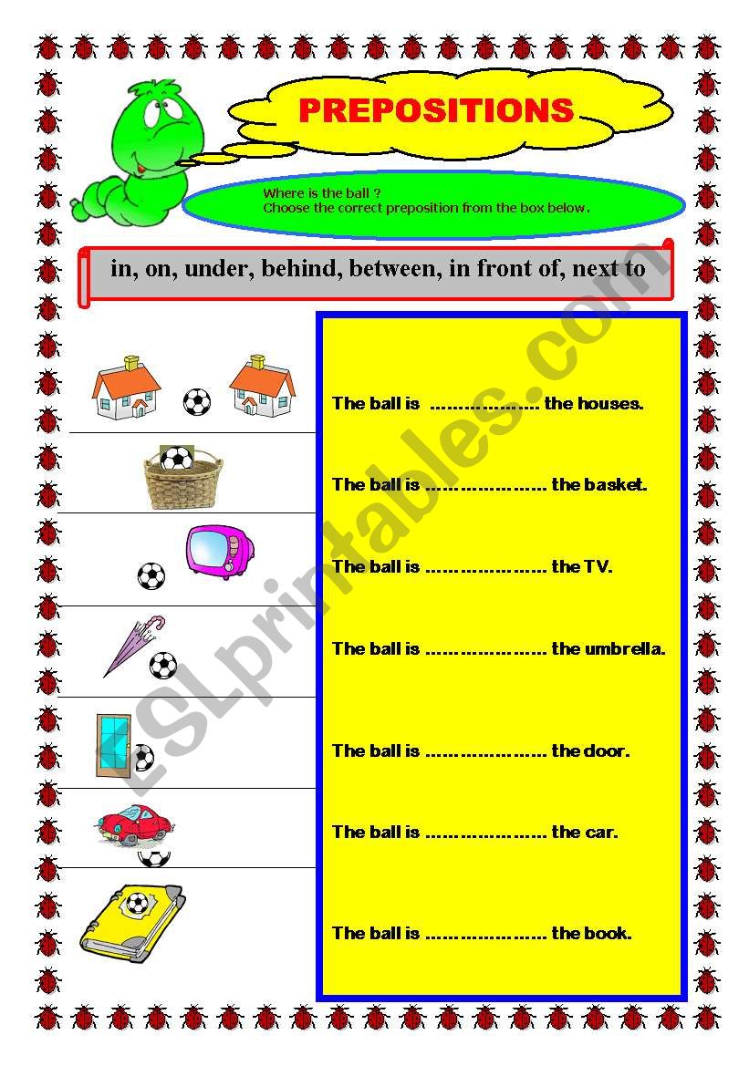 Prepositions worksheet