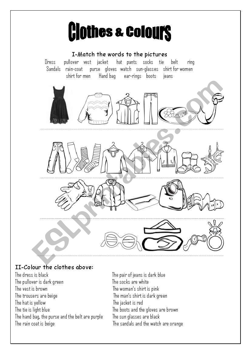 Clothes and Colours worksheet