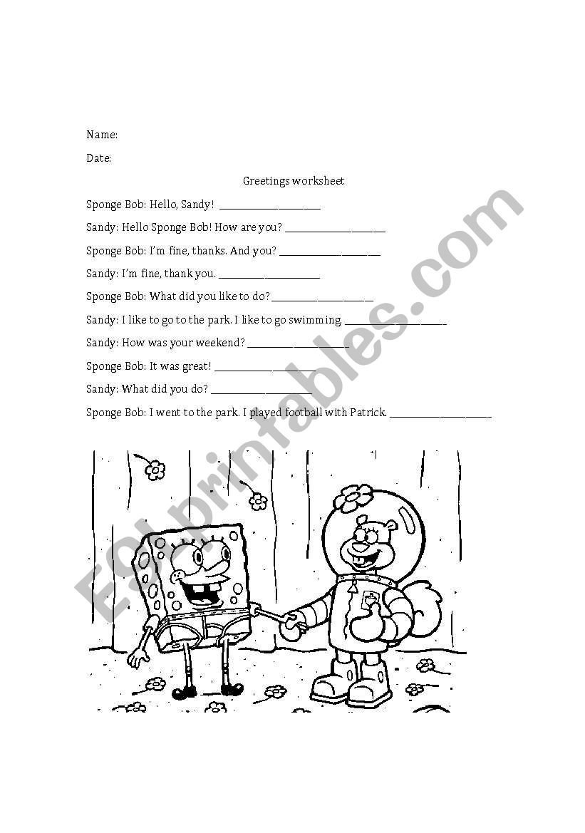 Sponge Bob Greetings! worksheet