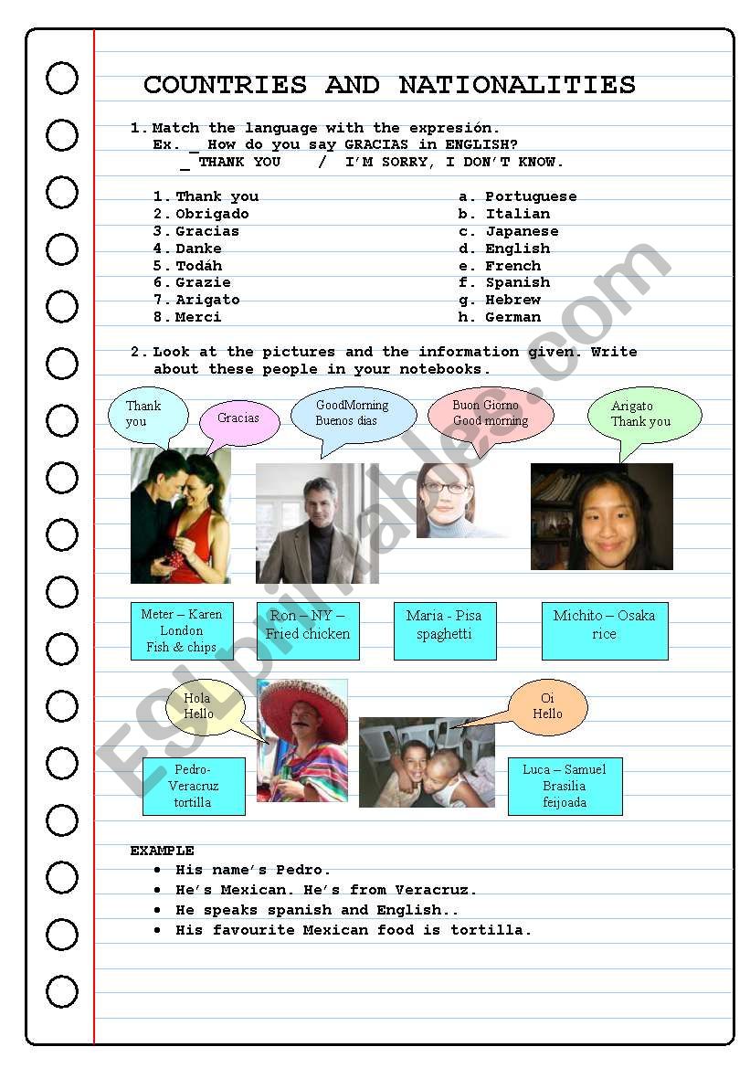 COUNTRIES & NATIONALITIES worksheet