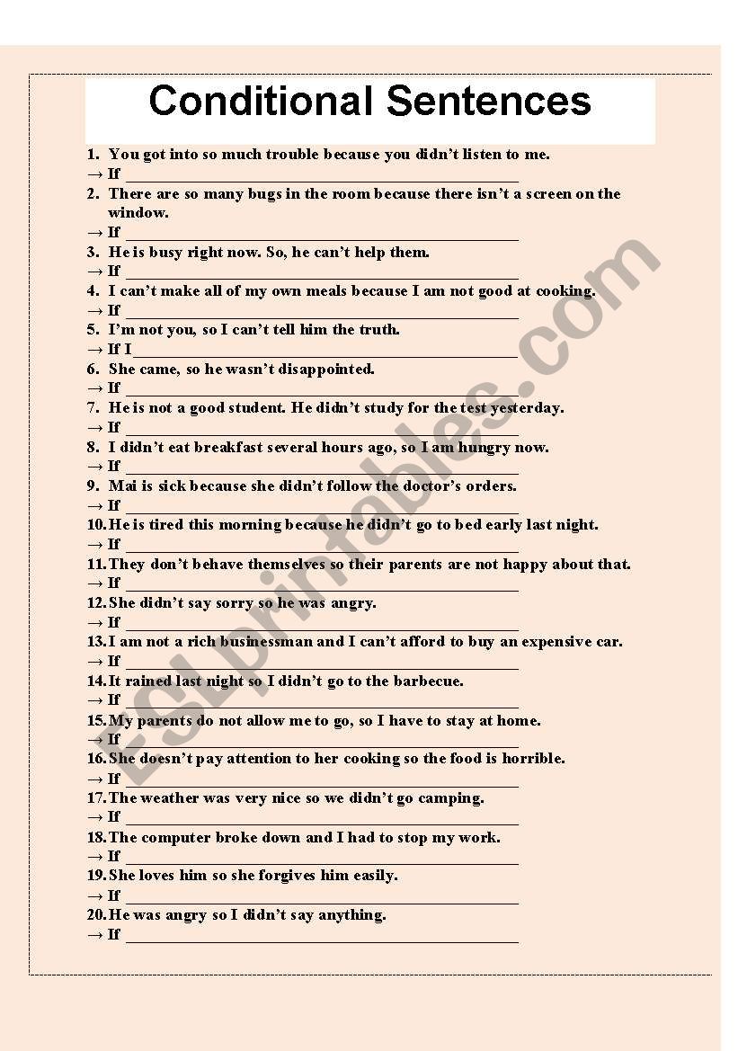 Conditional sentences worksheet