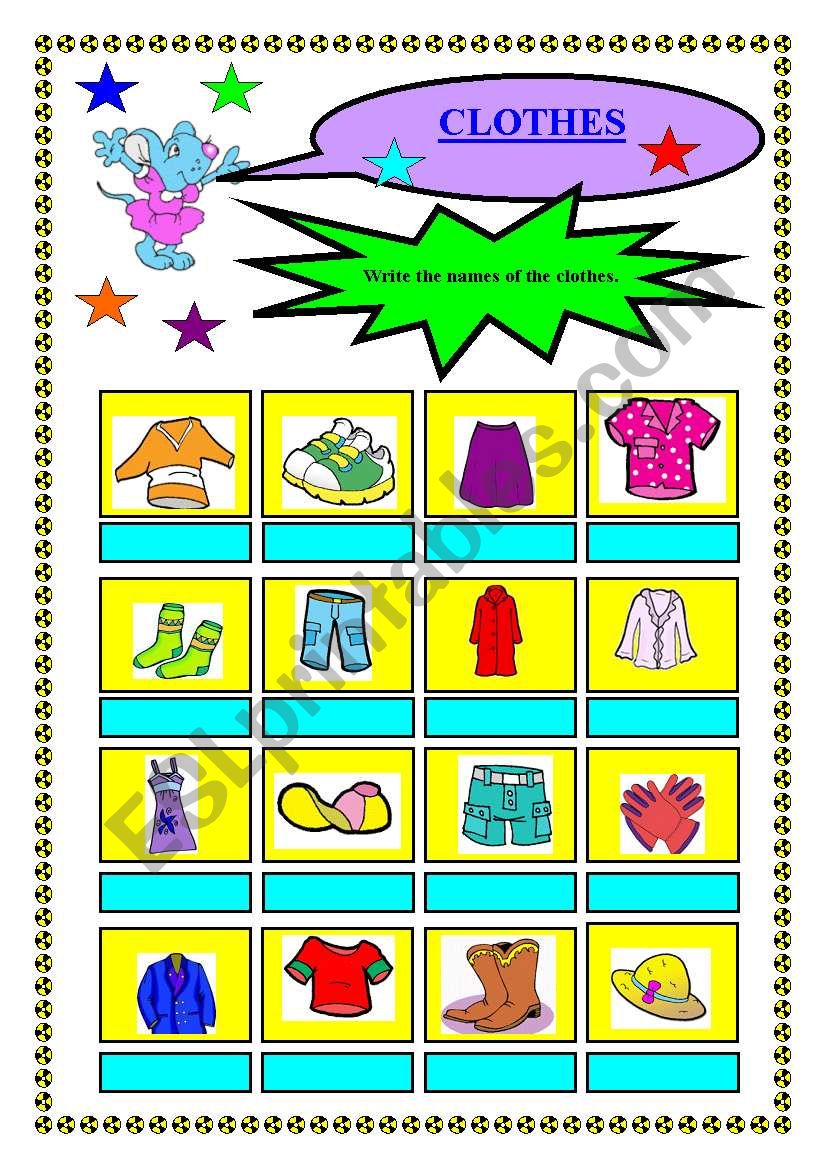 Clothes worksheet