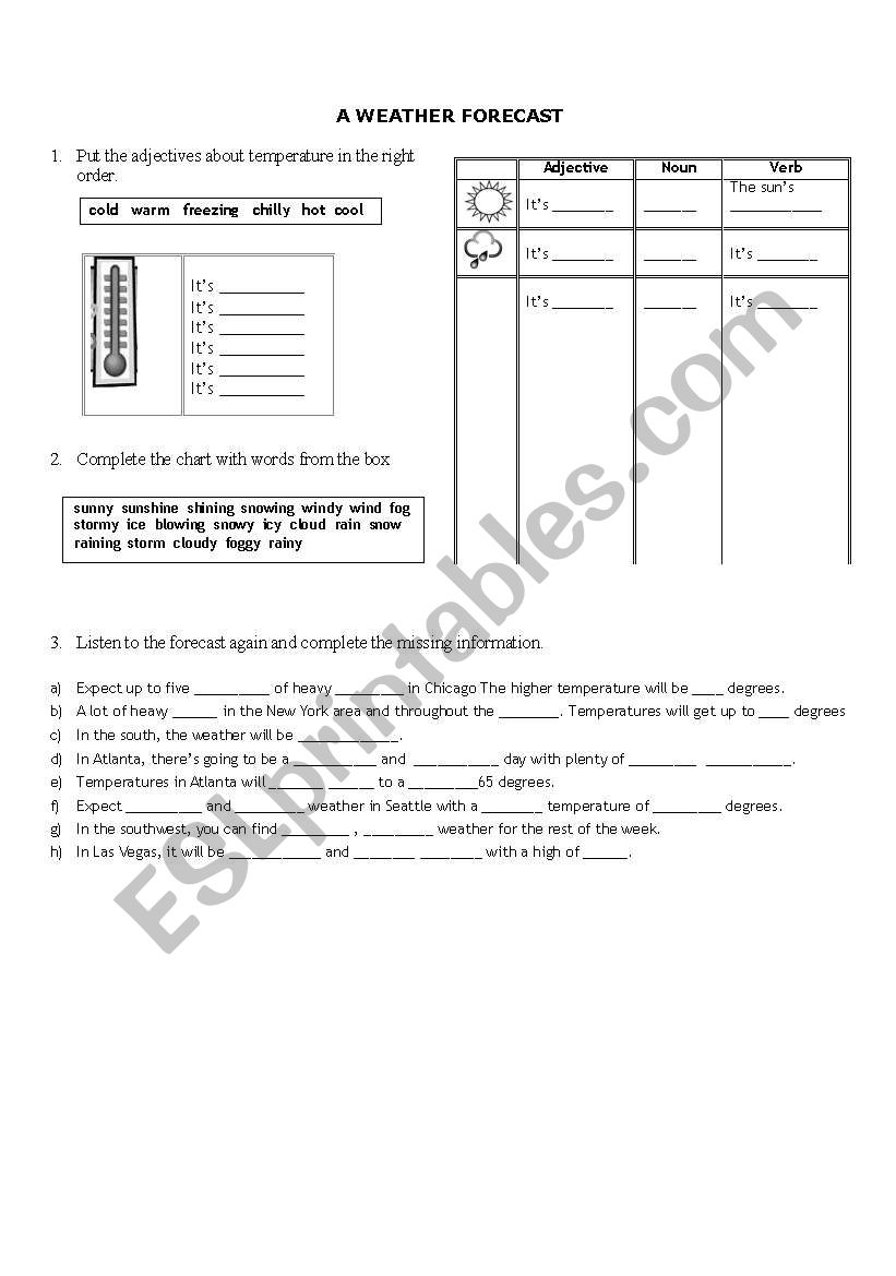 Weather Report Chart Worksheet