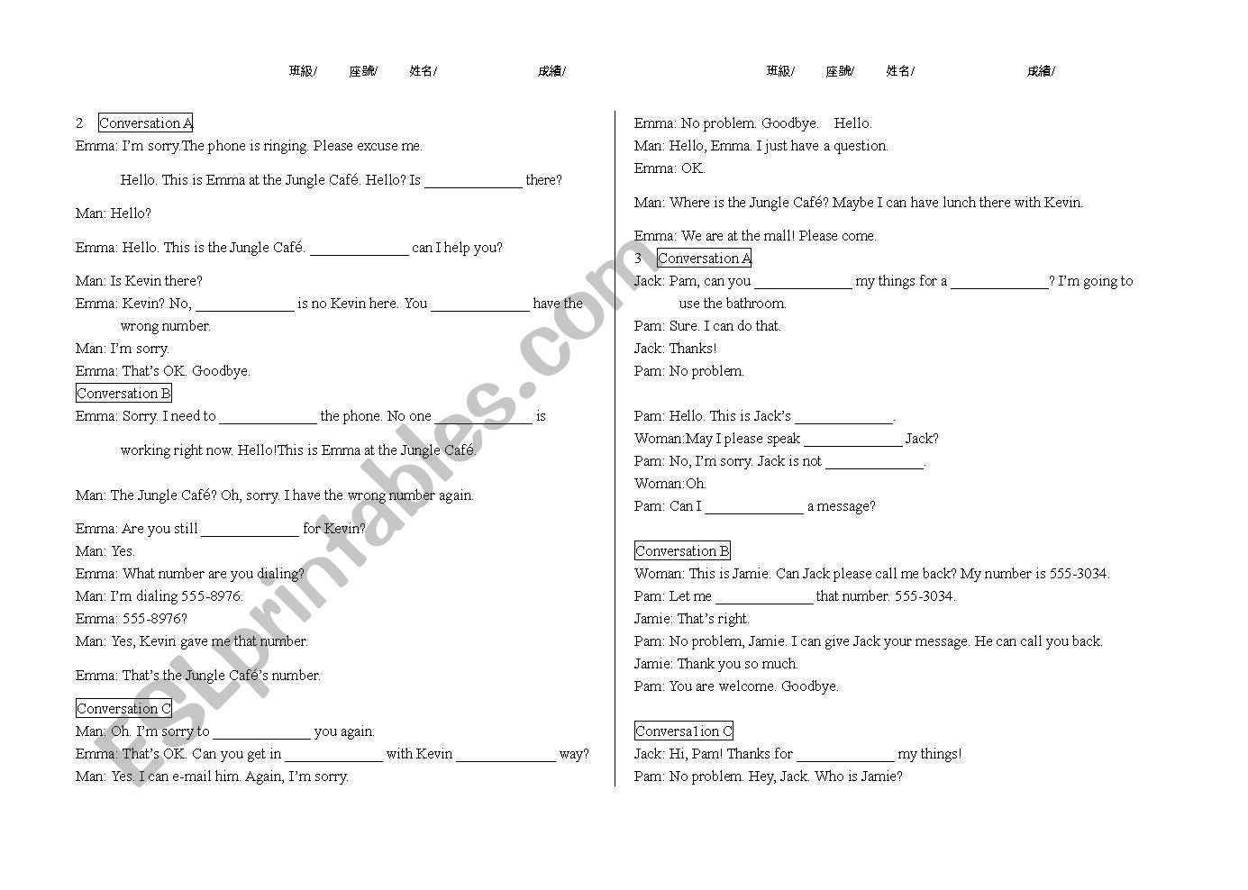 lets talk in english worksheet