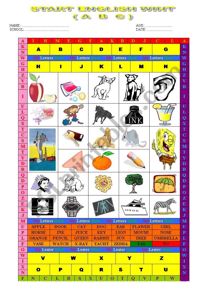 alphabet worksheet