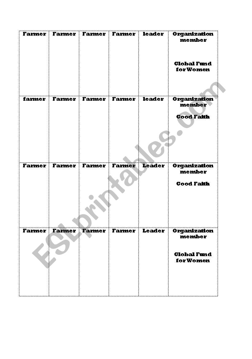 Group Work Charity worksheet