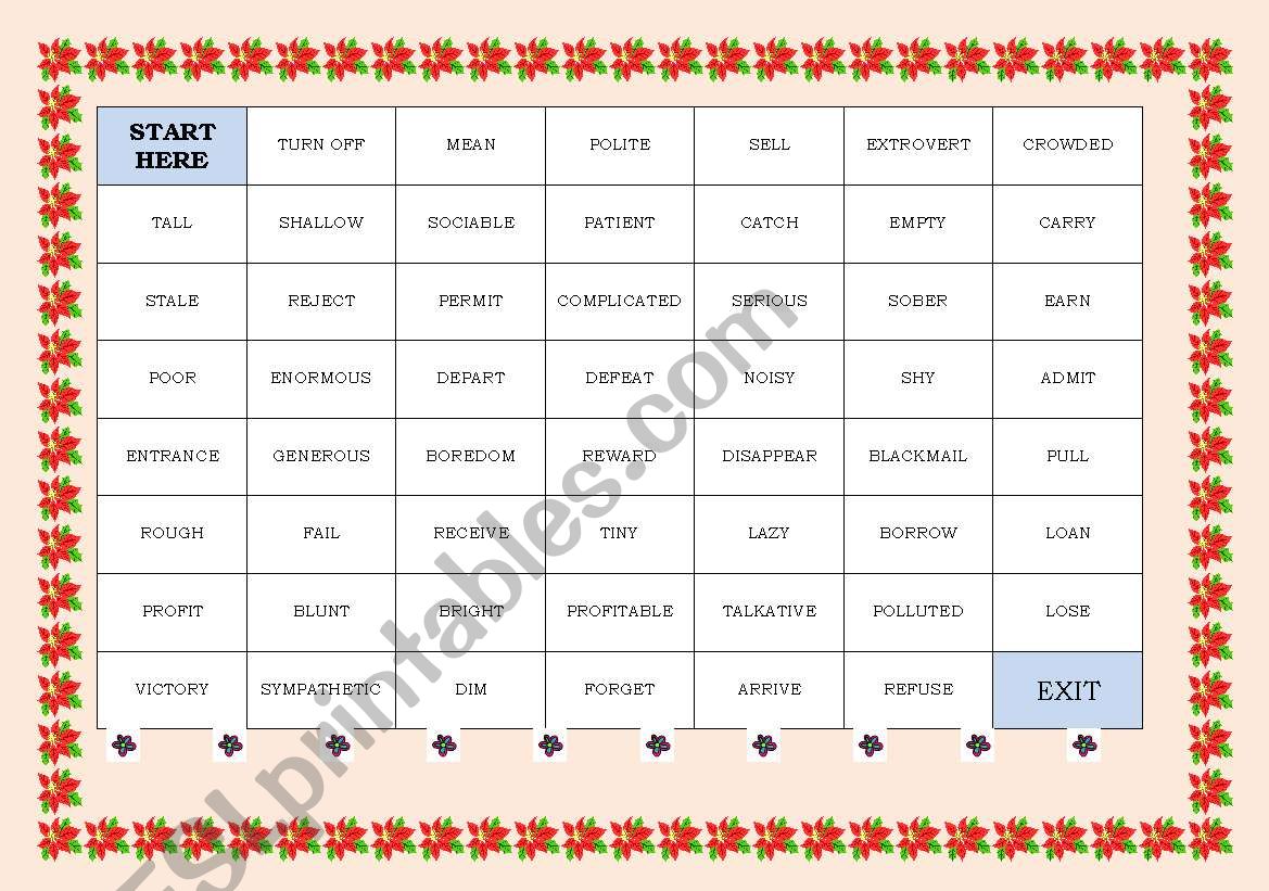 opposites game worksheet