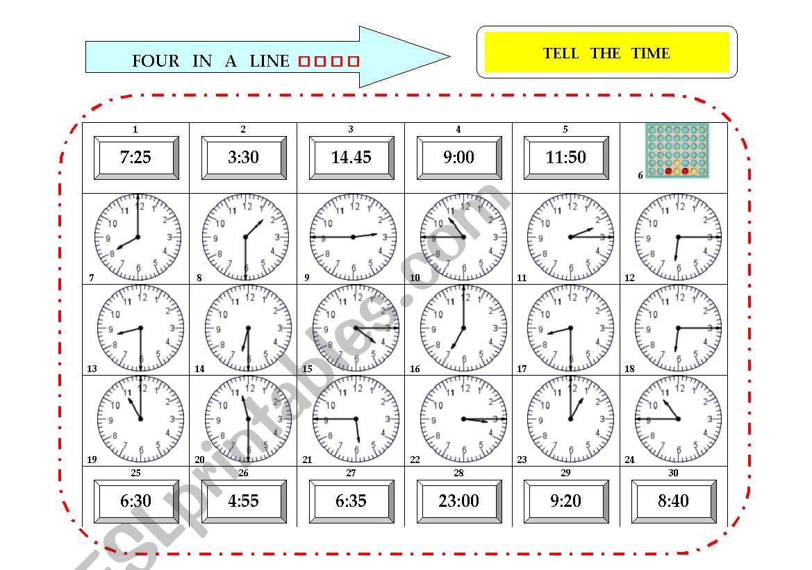 FOUR  IN  A  LINE _3 _  Tell the time (~~GAME~~)