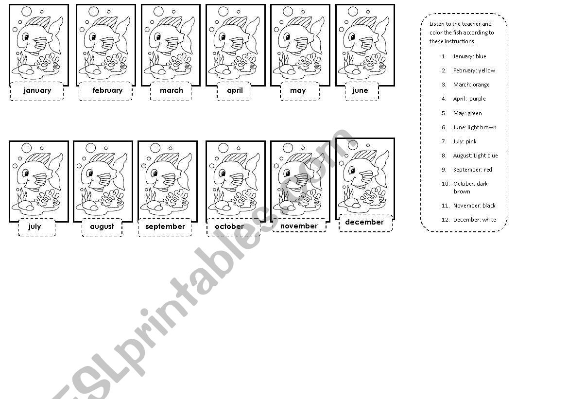 months of the year worksheet