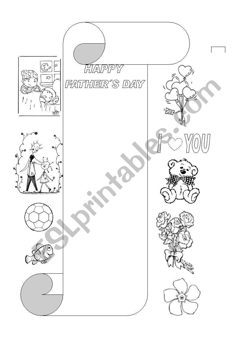 Make a Fathers Day bookmark worksheet