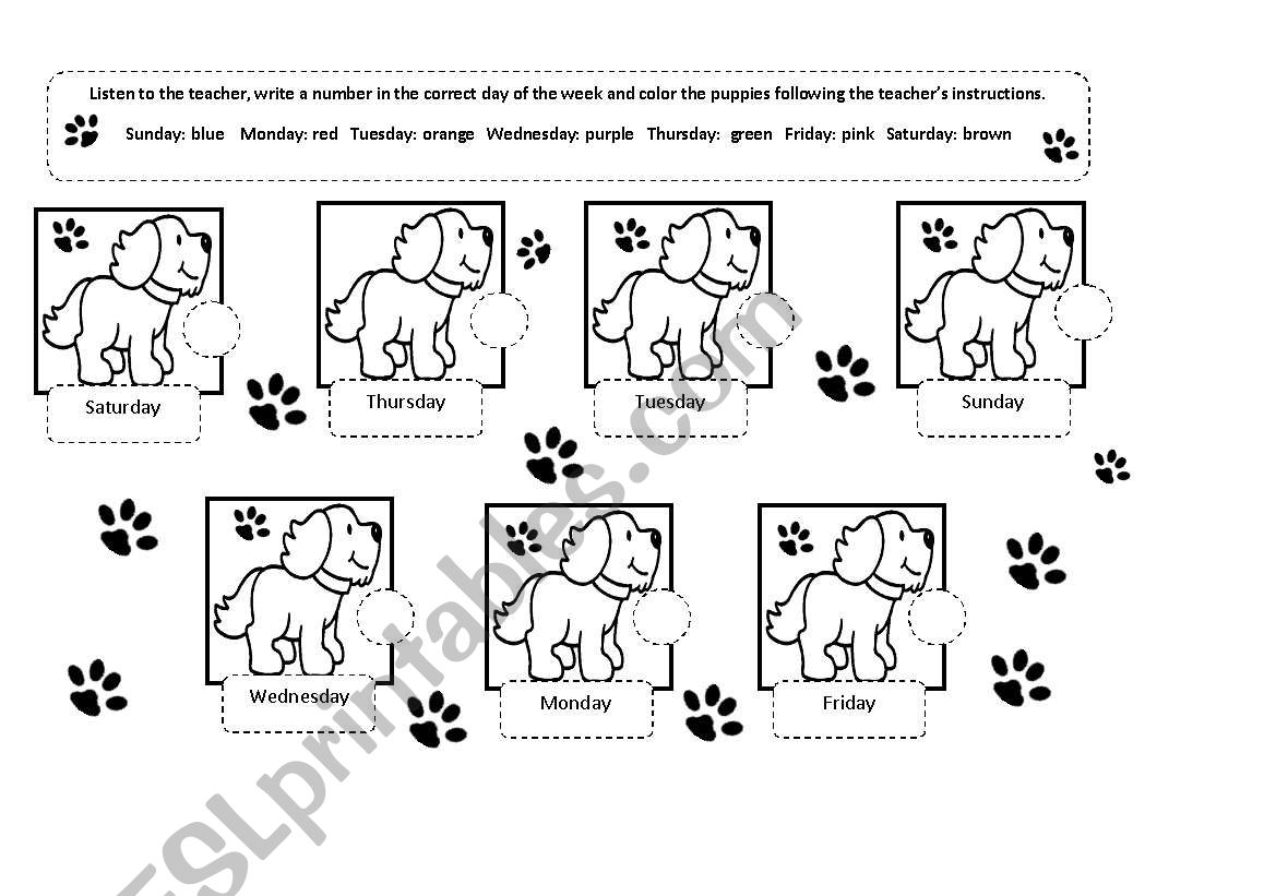 Days of the week worksheet