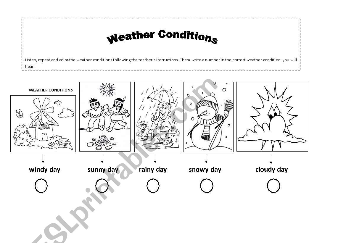 Weather conditons worksheet