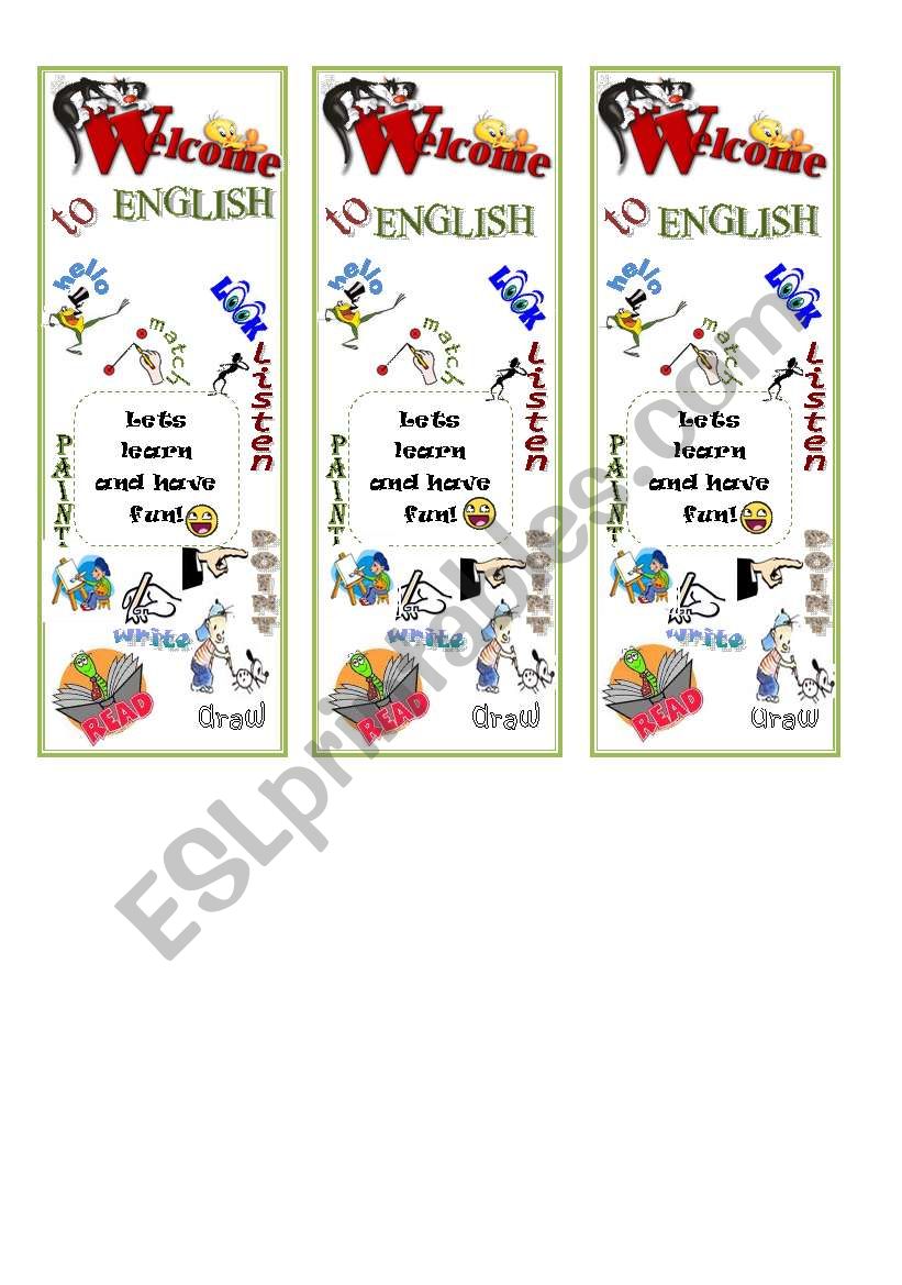 bookmark with instructions worksheet