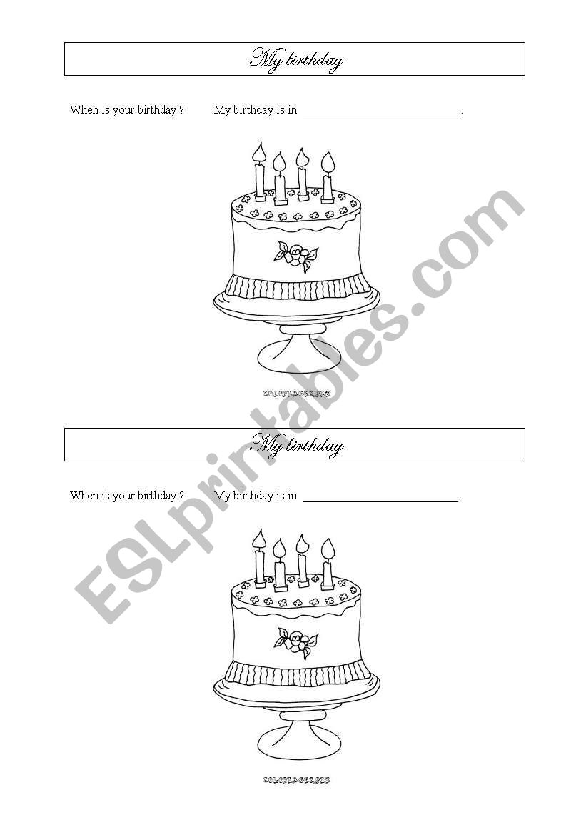 My birthday worksheet