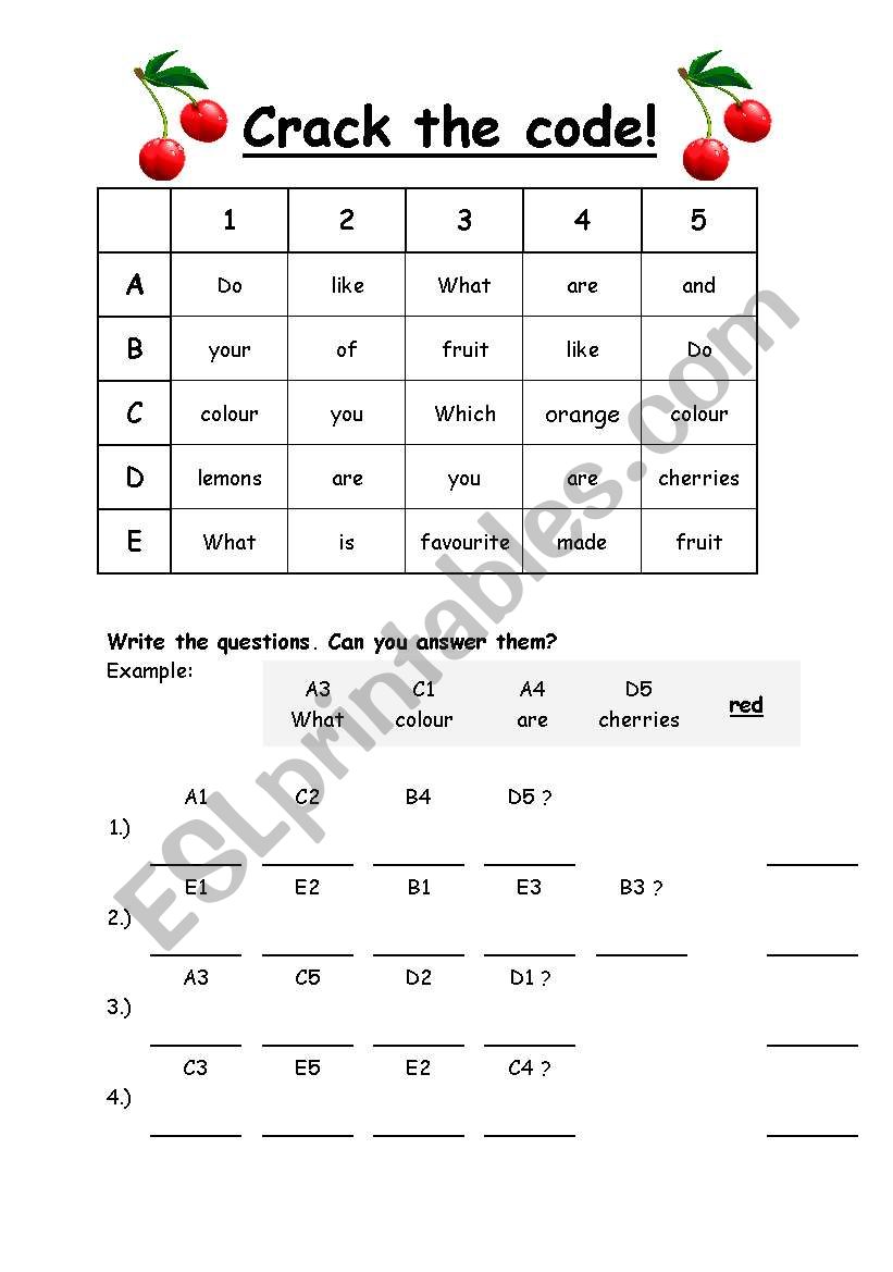 fruits_crack the code worksheet