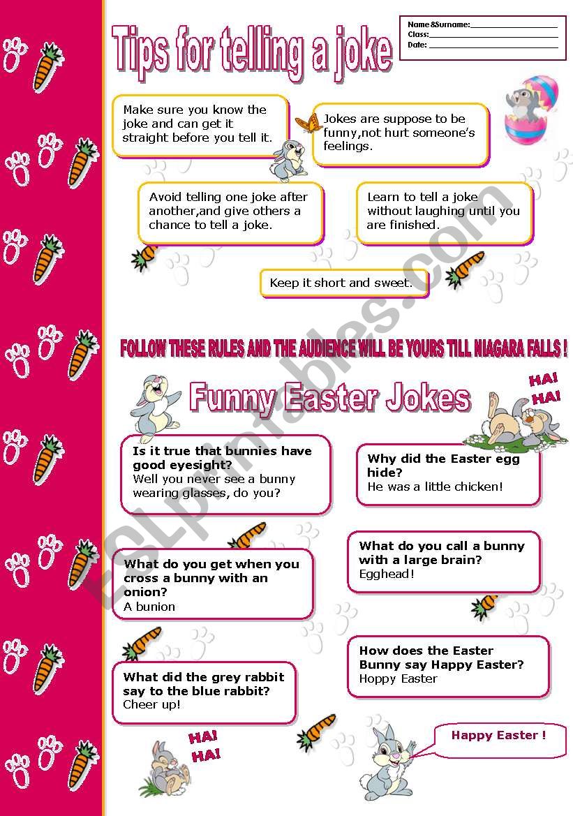 Funny Easter Jokes & Tips  worksheet