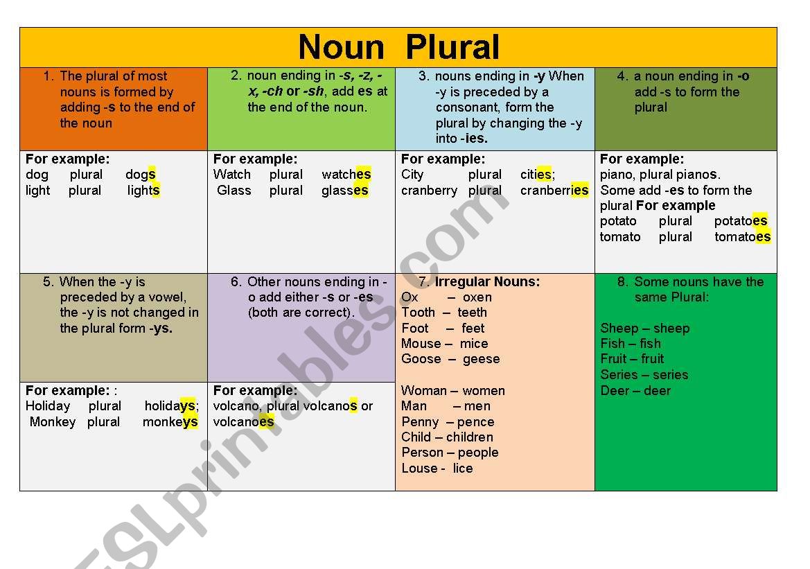 How to form plural worksheet