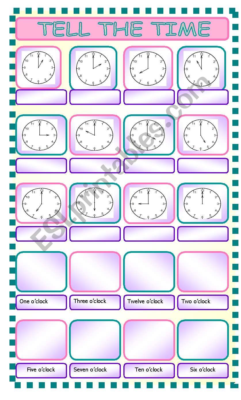 tell the time worksheet