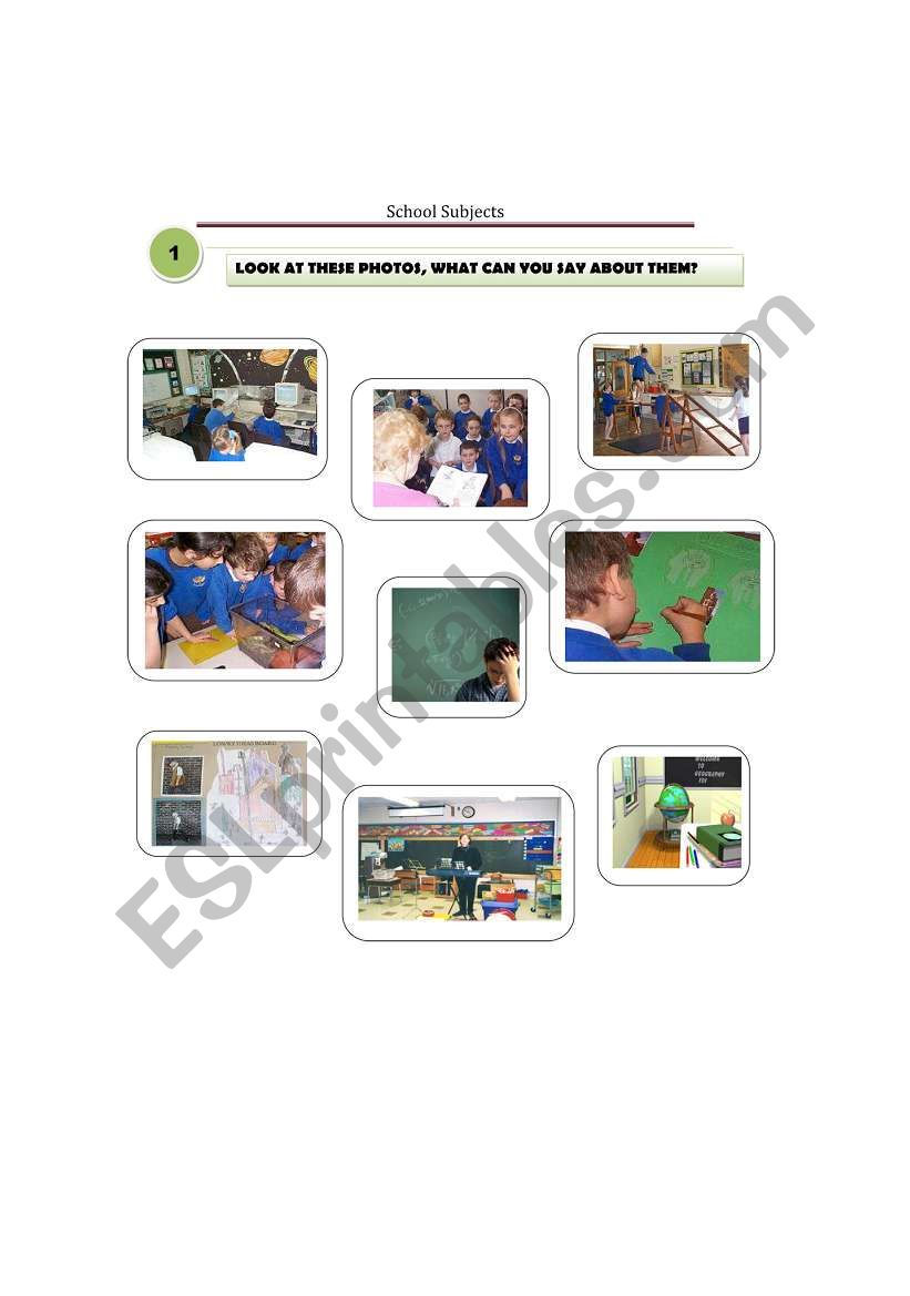 School Subjects worksheet