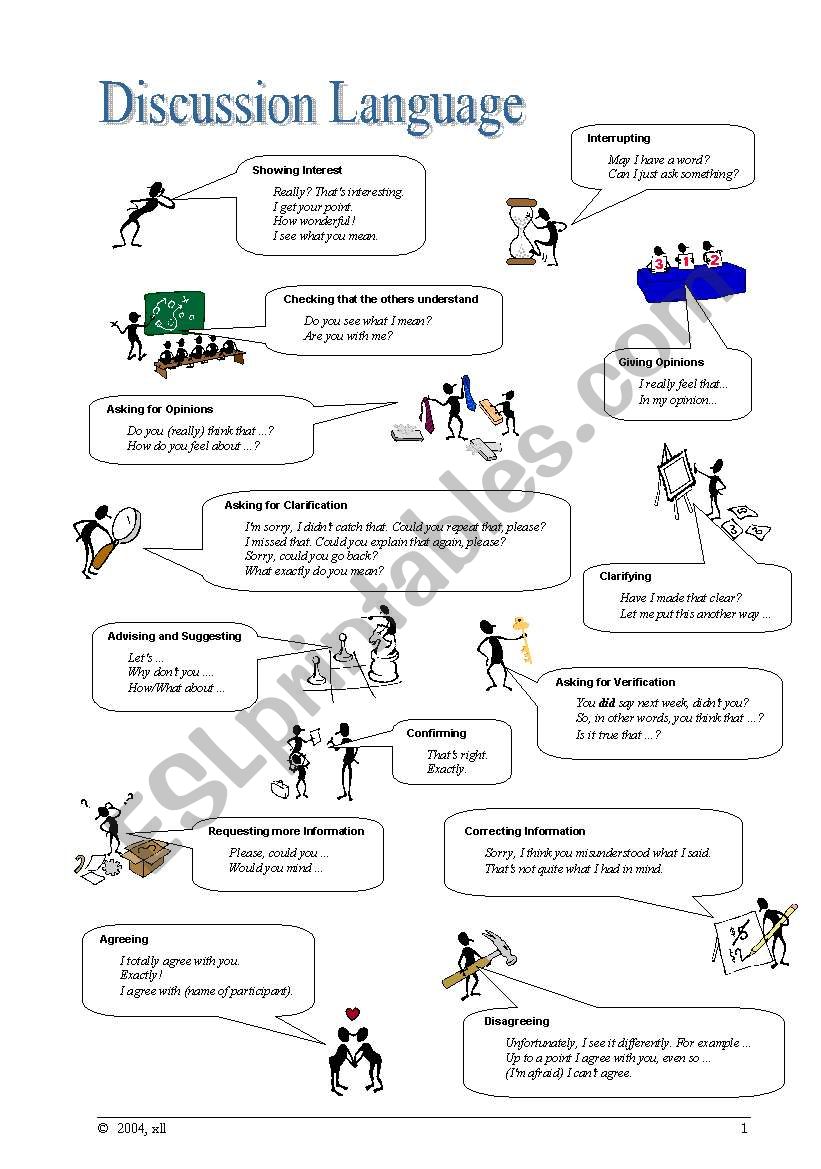 Discussion Language worksheet