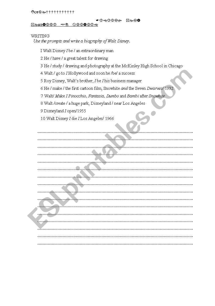 writing biographies  worksheet