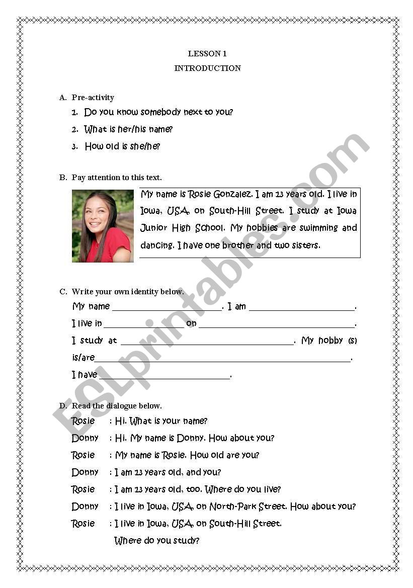 Introduction worksheet