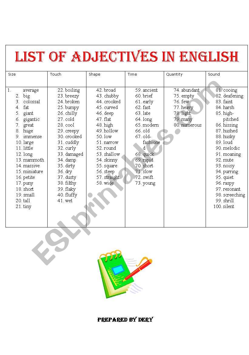 list-of-adjectives-esl-worksheet-by-deryangel