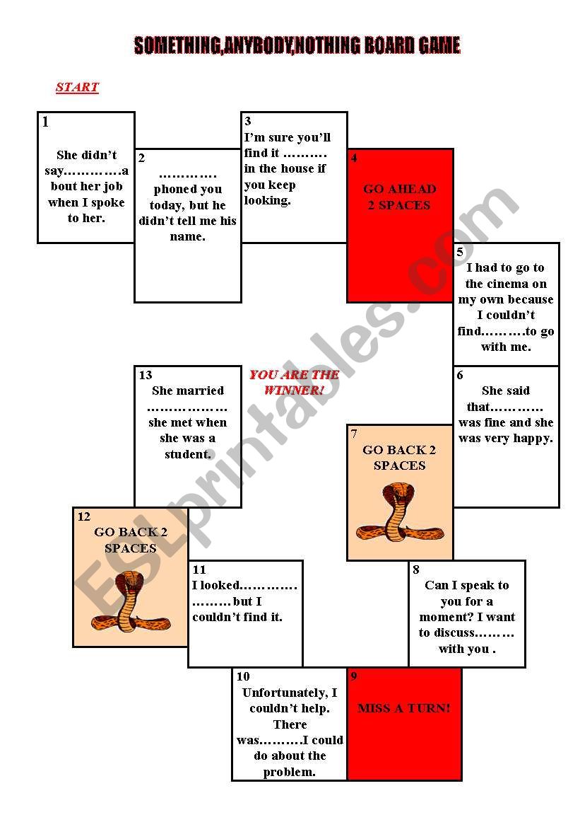 Something,anything,nothing board game