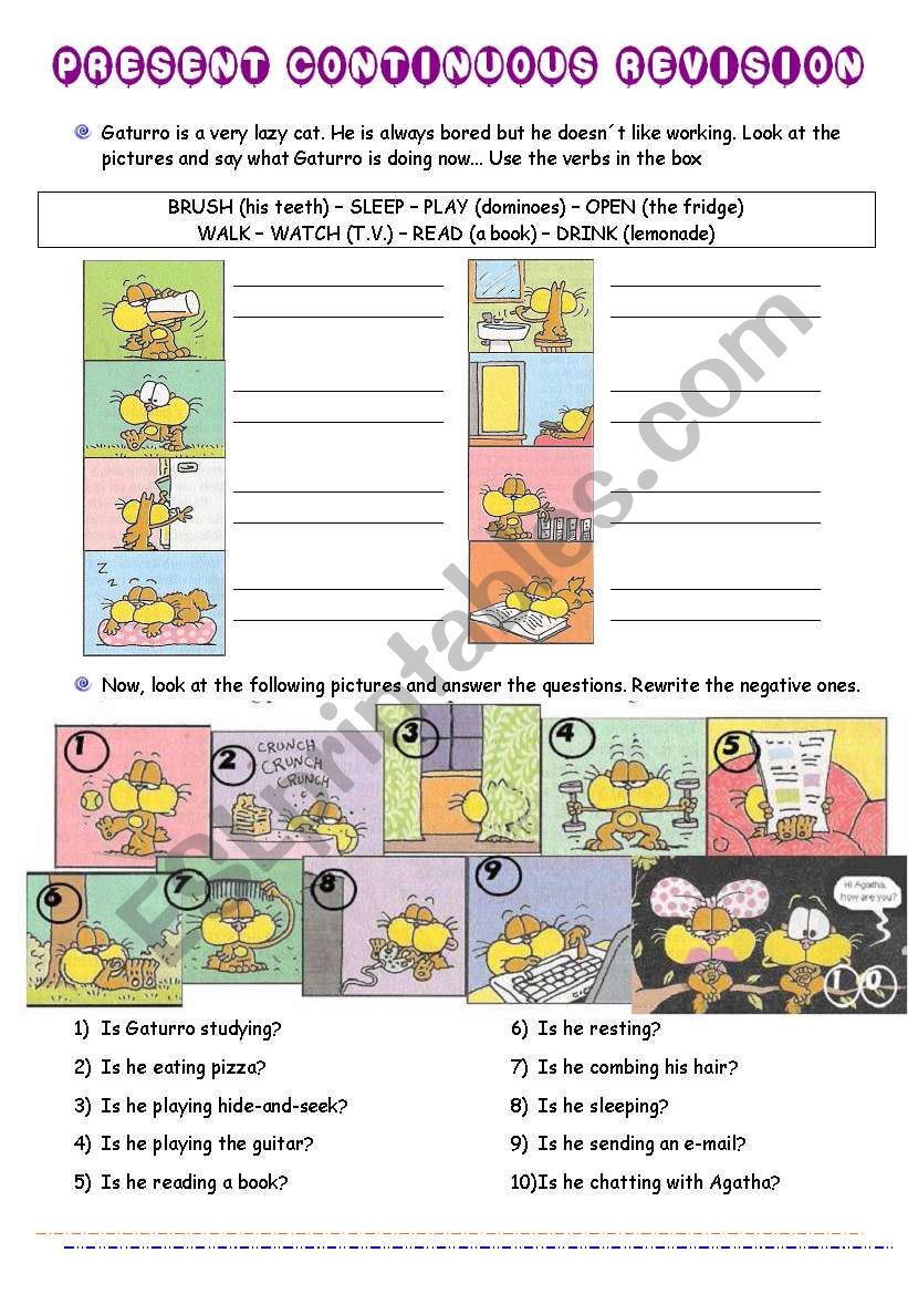 Present Continuous Revision worksheet