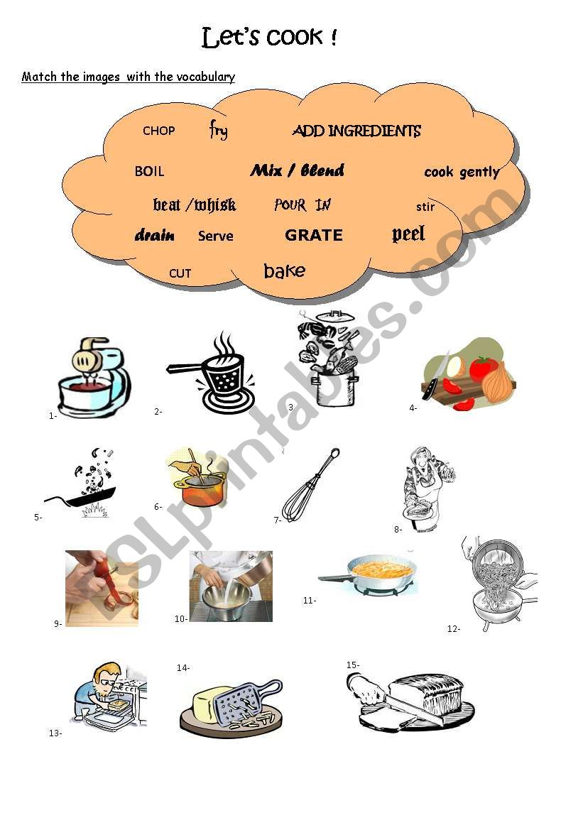 Cooking - verbs worksheet
