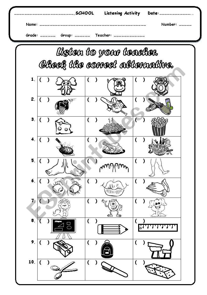 LISTENING ACTIVITY FOR KIDS worksheet