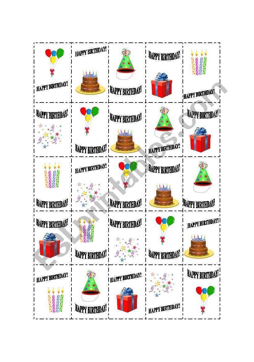 STICKERS -HAPPY BIRTHDAY worksheet