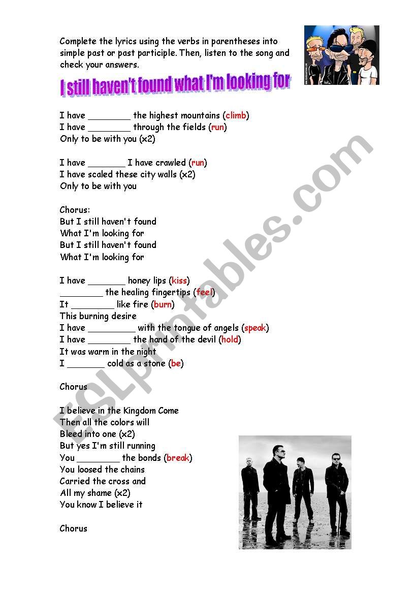 U2 Song worksheet