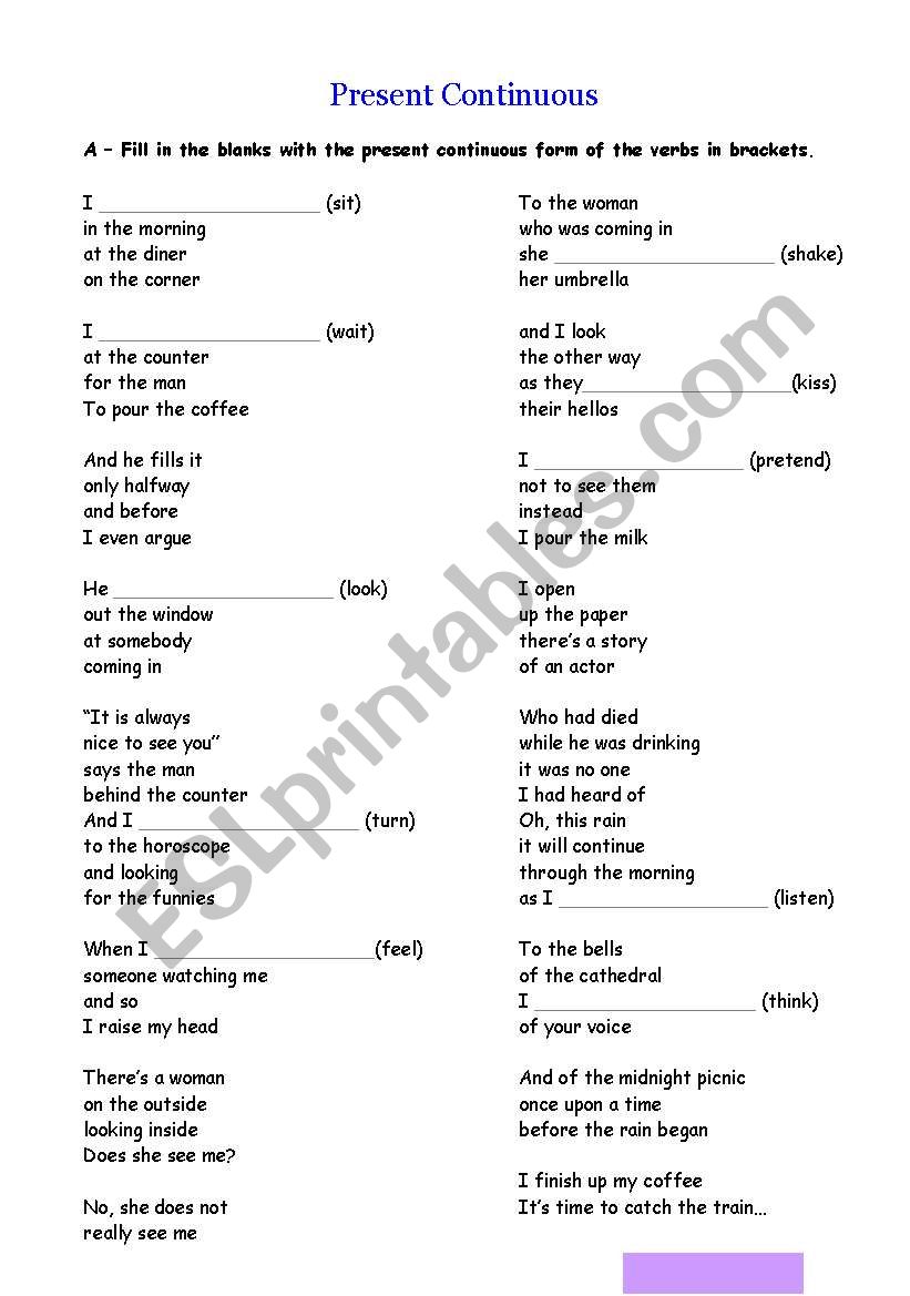 Song _ Suzanne Vega worksheet