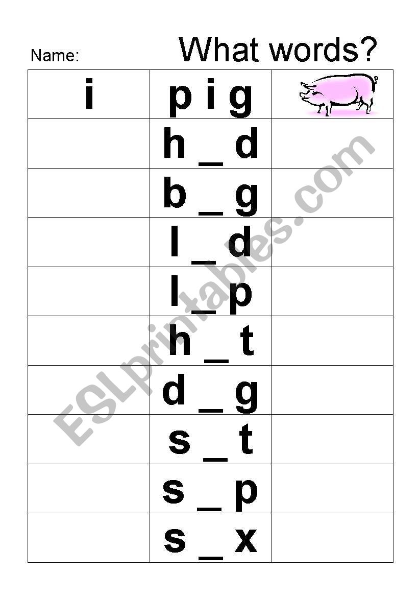 Short i sound - ESL worksheet by teacher 4567