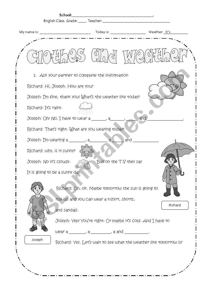 Clothes and Weather worksheet