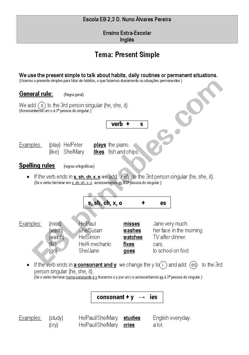 Present simple worksheet