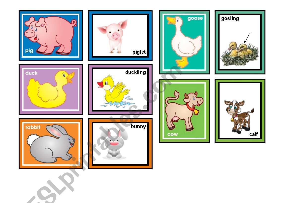 Farm Animals Matching Game Part 1 of 2  (30 cards in the set)