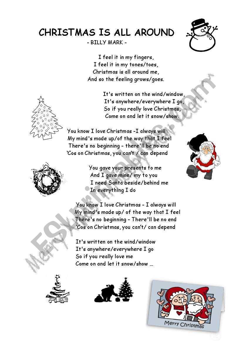 Christmas is all around worksheet