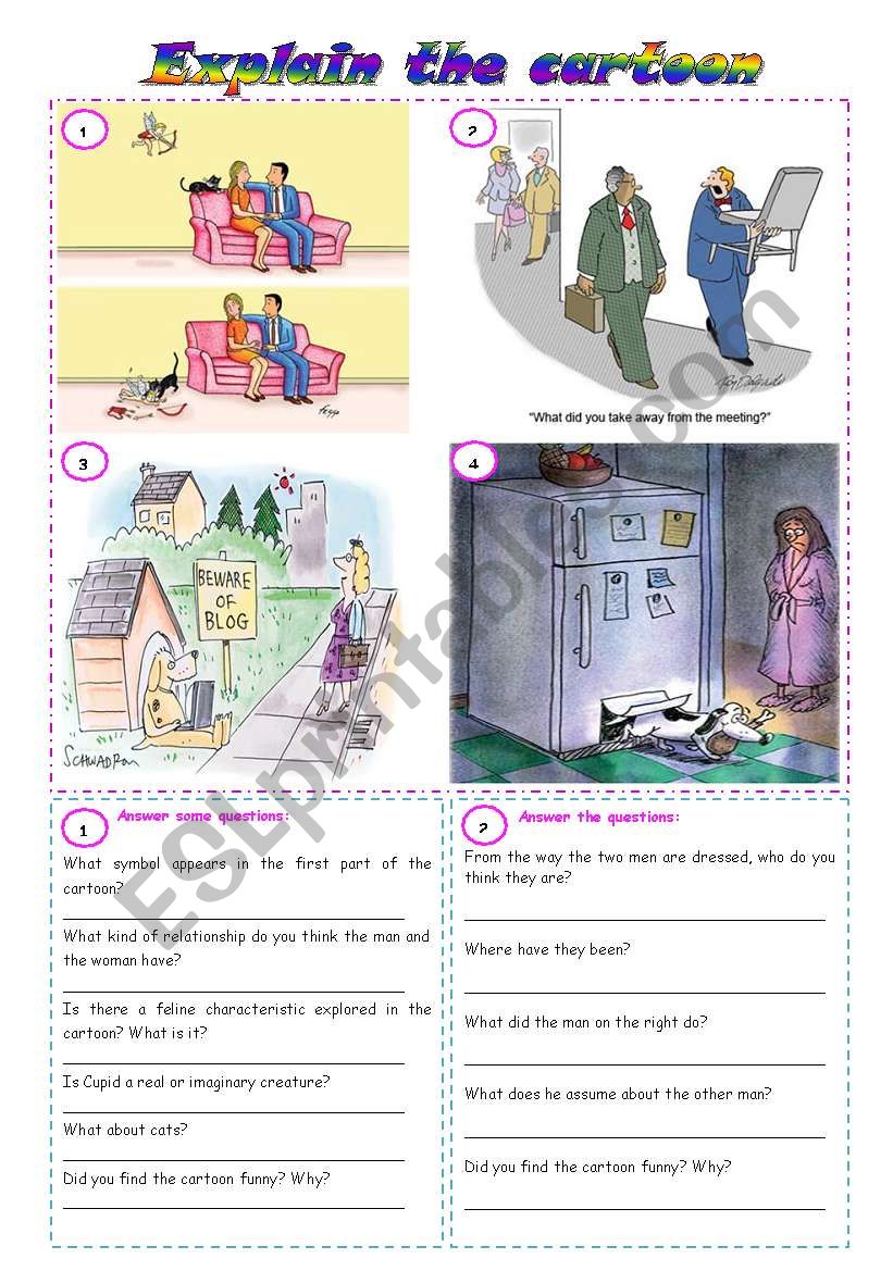 Explain the cartoon - comprehension, discussion & fluency development ***fully editable ((3 pages))