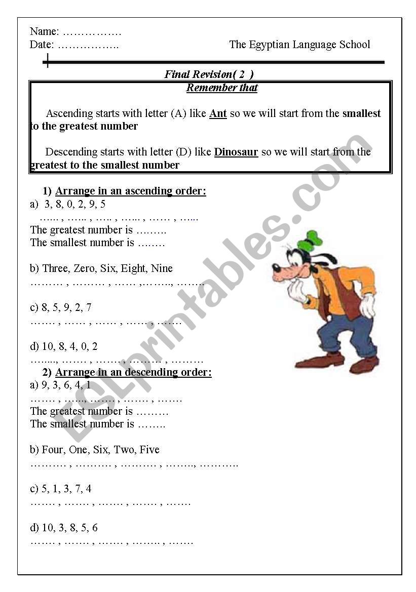 Math worksheet
